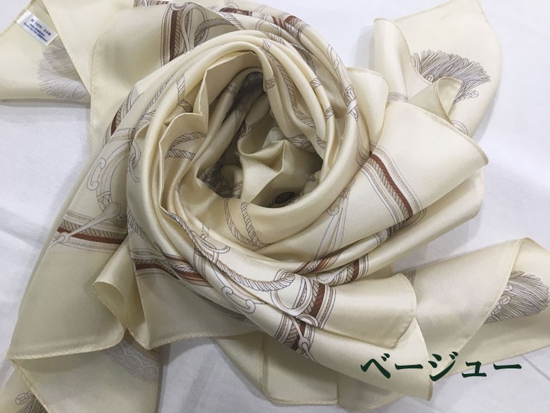 レディーススカーフ 9848 シンプルエルメス　横浜シルクスカーフ　シルクスカーフ日本製　母の日　プレゼント用　ギフト包装　欧米デザイン　3色あり｜maruyama-trade｜02