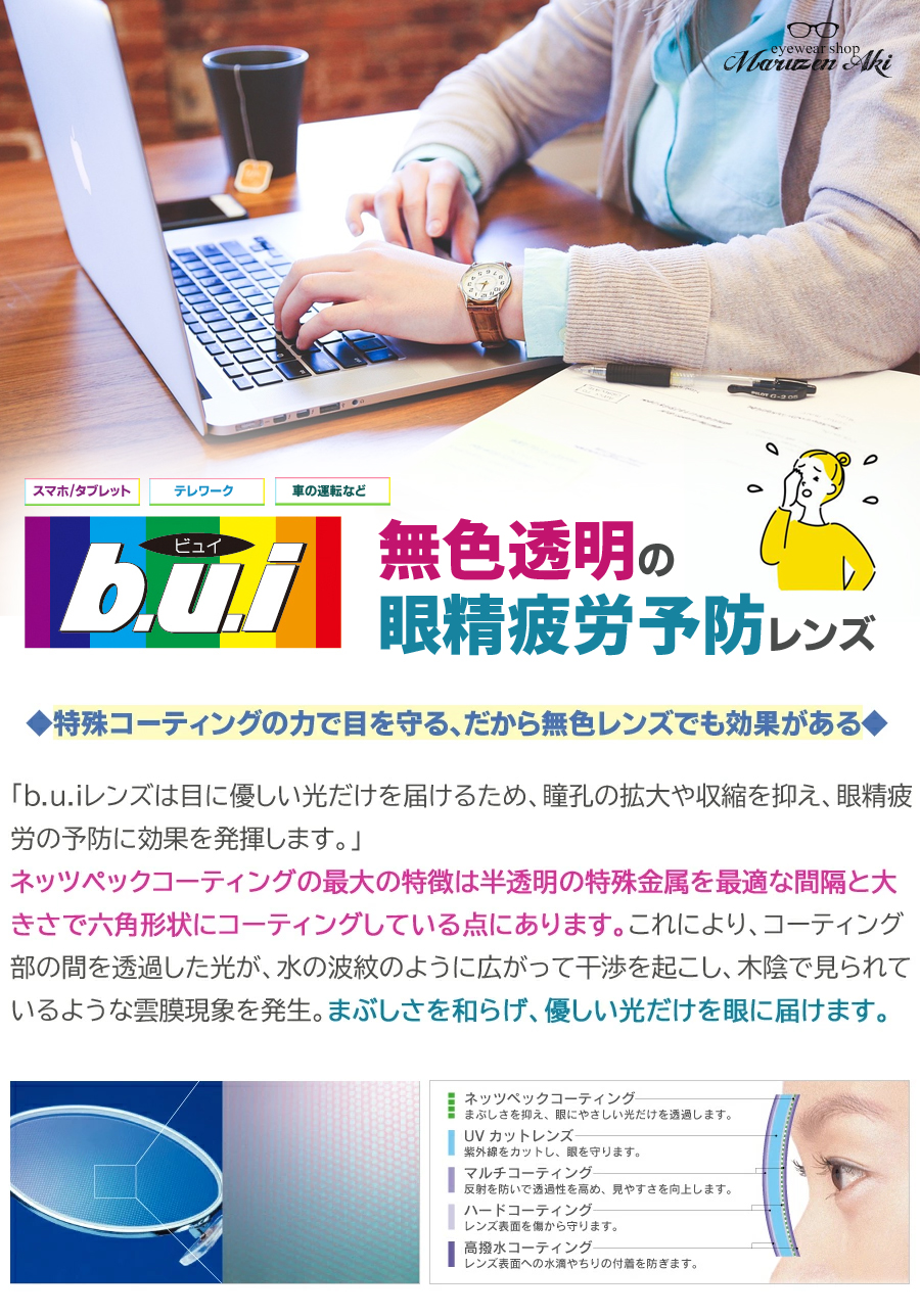 レンズ単品）度付き 1.67 非球面 b.u.i ビュイレンズ ネッツペック