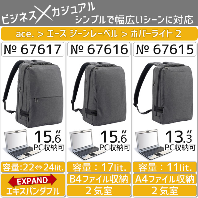 ace. GENE LABEL エースジーン リュックサック 17リットル