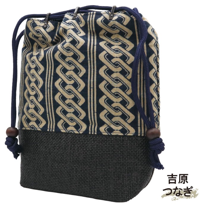 網代付信玄袋 24柄 / 日本製 和柄 巾着 バッグ 和装小物 メンズ 網代