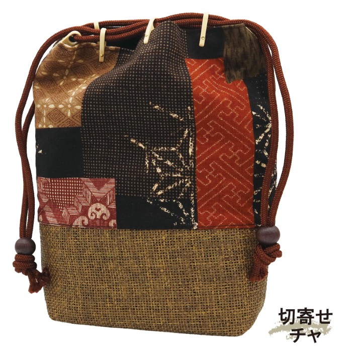網代付信玄袋 24柄 / 日本製 和柄 巾着 バッグ 和装小物 メンズ 網代