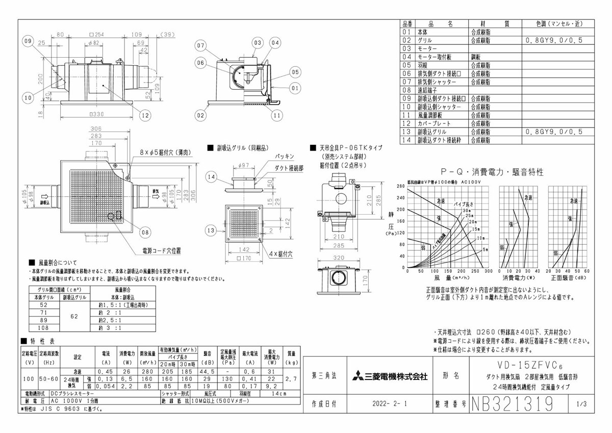 三菱 mitsubishi 換気扇 【VD-15ZFVC6】換気扇 [本体]ダクト用換気扇