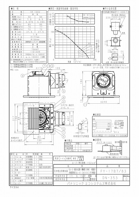 FY-17B7 (パナソニック)｜パナソニック製｜換気扇｜電材堂【公式】