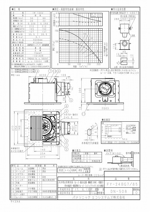 パナソニック Panasonic 換気扇 換気扇部材 XFY-24BG7/85 天埋換気扇