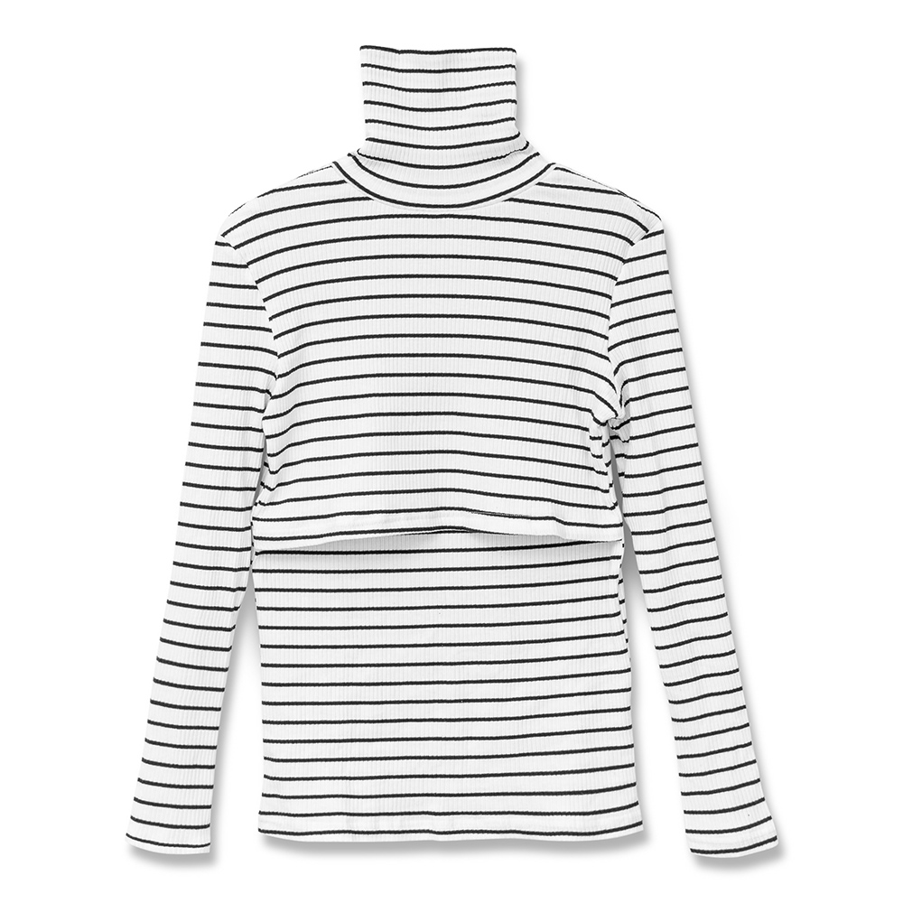 ボーダーズ　、ホワイト ハイネック 長袖トップス 1,500円オフ】6月8日（月）23:59まで！ 授乳服 トップス