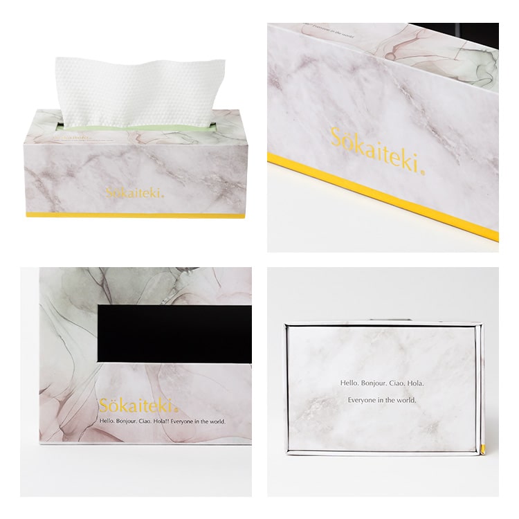 Sokaiteki フェイシャルタオル 専用ケース 厚紙 防水 マーブル