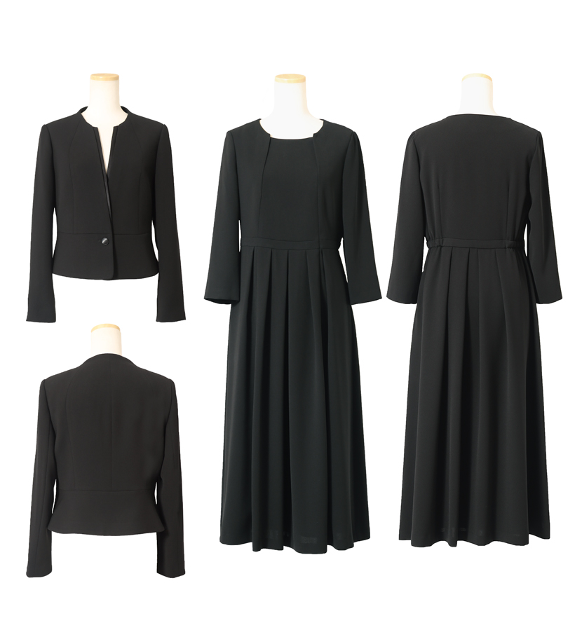ノーカラージャケット,前開きロングワンピース洗える,喪服,礼服,スーツ,ブラックフォーマル,フォーマル,女性,卒園,卒業,入園,入学