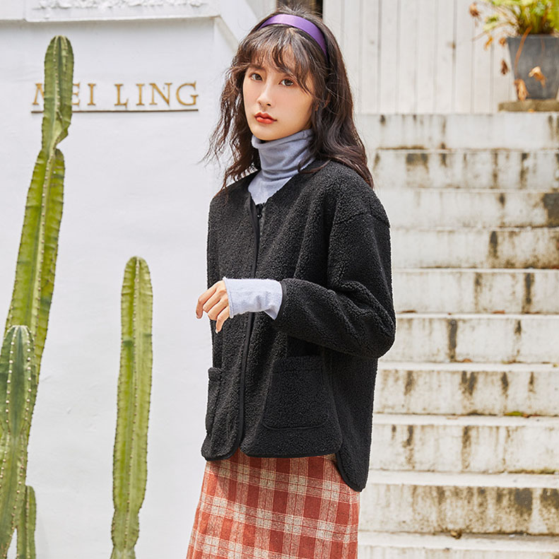 フリースジャケット前開き レディース ボア カジュアル ボアジャケット