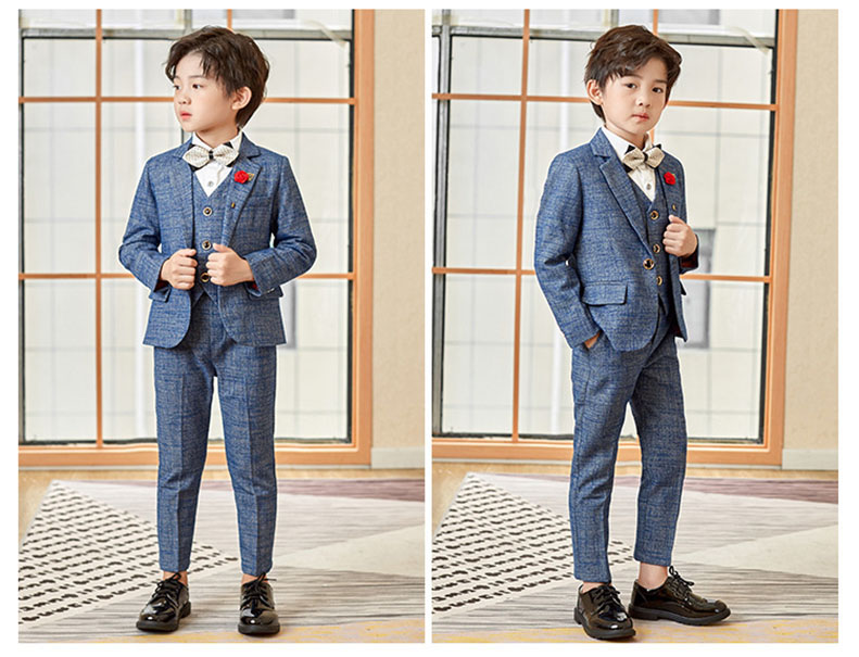 子供スーツ6点セットフォーマルスチェック柄スーツキッズ男の子 スーツ