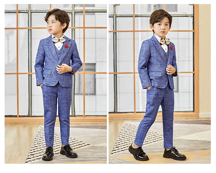 子供スーツ6点セットフォーマルスチェック柄スーツキッズ男の子 スーツ 