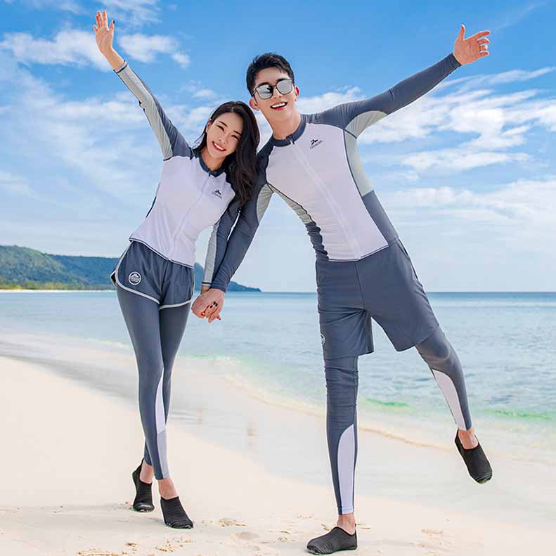 体型カバー メンズ3点セット水着 レディース長袖ラッシュガード5点上下