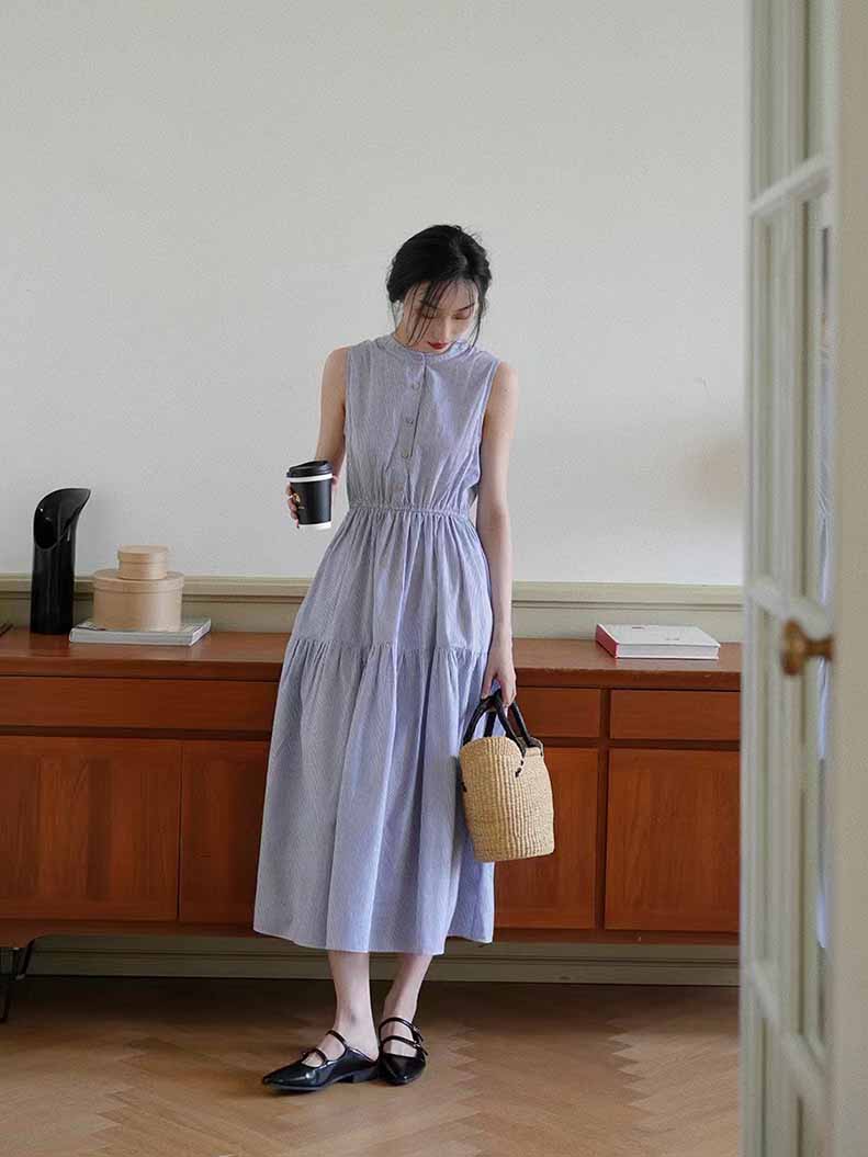 ワンピース 夏 レディース きれいめ クルーネックワンピース ロング