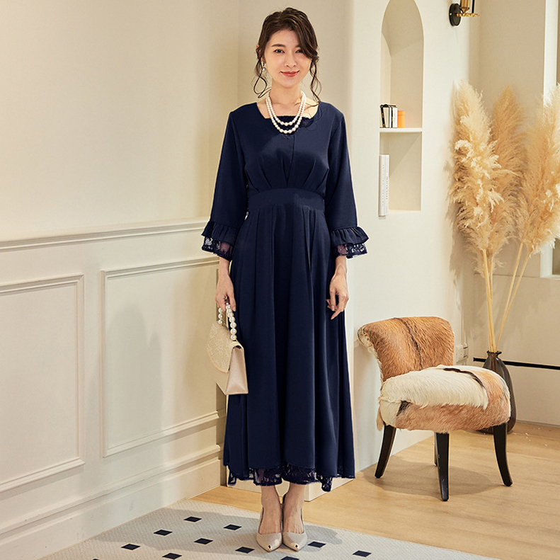 美品／ワンピ ひざ丈 フレア 通勤 オフィス 食事会 フォーマル ネイビー 紺 楽天市場】【46%OFF】 ワンピース レディース ロング セレモニー