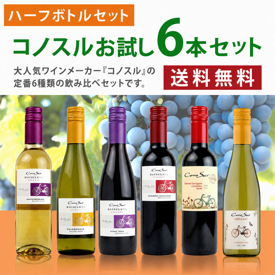 コノスル】 ハーフサイズ6本セット 375ml×6本 《送料無料》 : 酒宝庫