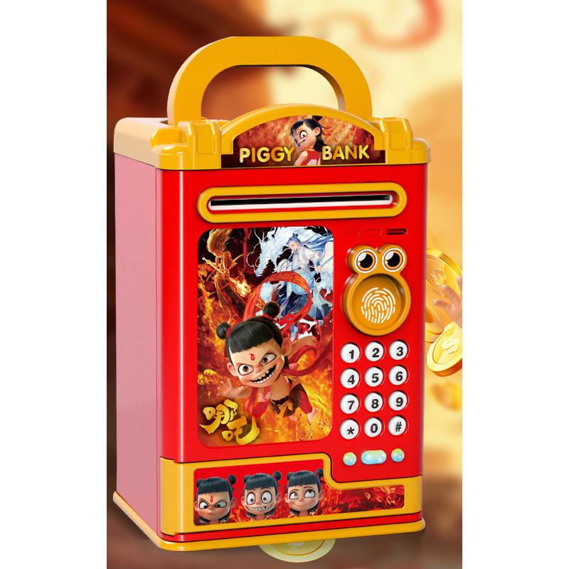 貯金箱 楽しくてかわいい大容量貯金箱 指紋認証 自動転がりお金 自動