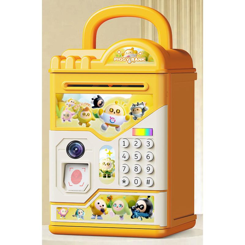 貯金箱 楽しくてかわいい大容量貯金箱 指紋認証 自動転がりお金 自動