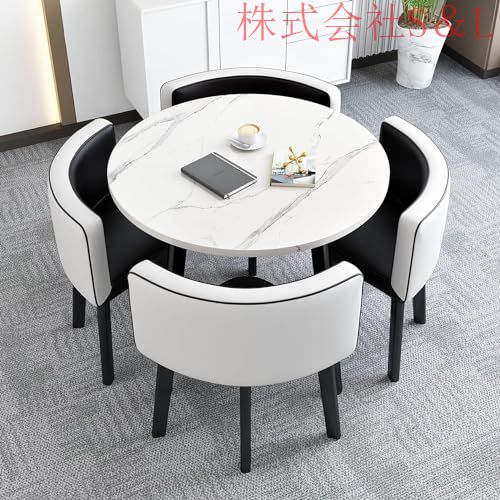 ダイニングテーブル セット食卓セット 4人用セット 丸テーブル ダイニングルームとキッチン用 モダンデザインテーブルと椅子セッバックレスト付き 省スペース丸_6