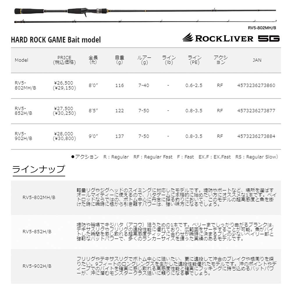 メジャークラフト ロックライバー 5G ハードロックゲーム RV5-802MH/B 送料無料｜masubitoshoten｜02