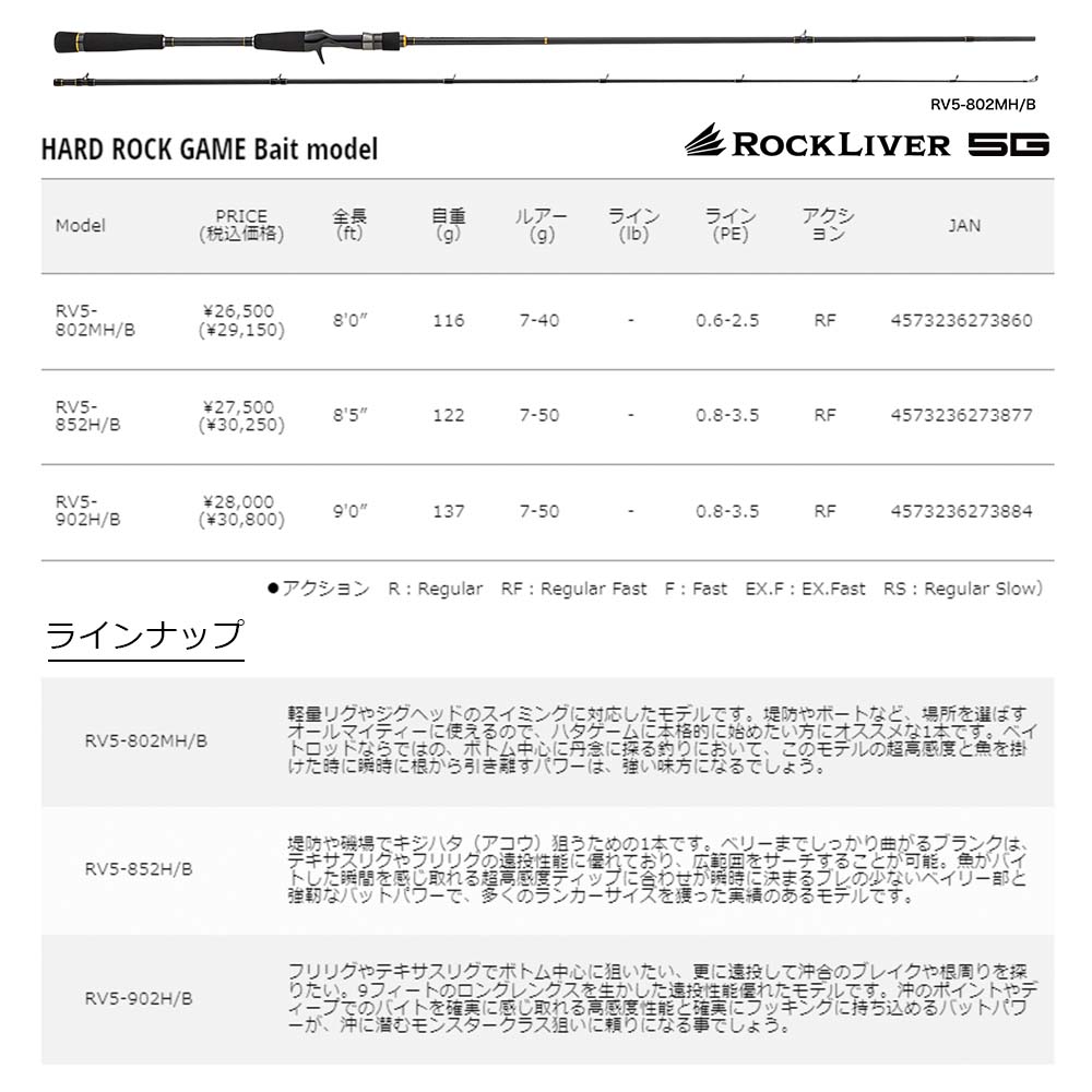 メジャークラフト ロックライバー 5G ハードロックゲーム RV5-802MH/B 送料無料 : 4573236273860 : ますびと商店 -  通販 - Yahoo!ショッピング