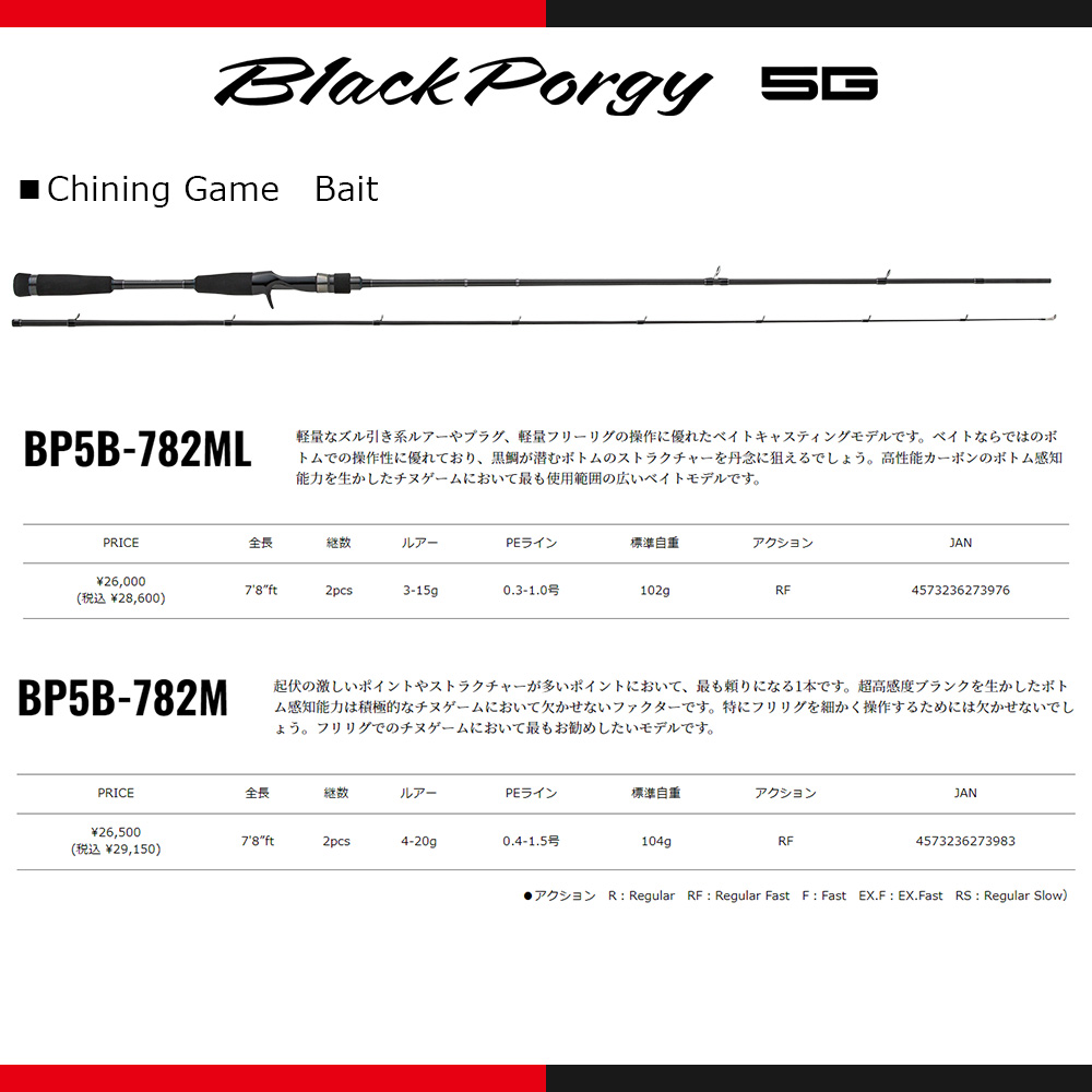 Major Craft(メジャークラフト) Major Craft BP5B-782ML Chinning Rod, Black Porgy 5G (5G-class) Bait Model