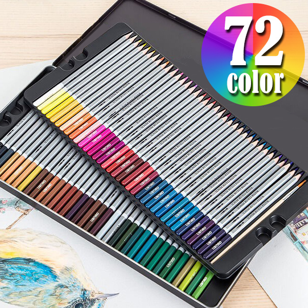 色鉛筆 48色 水彩色鉛筆 スケッチ 塗り絵 イラスト 工作 図工 ケース付き