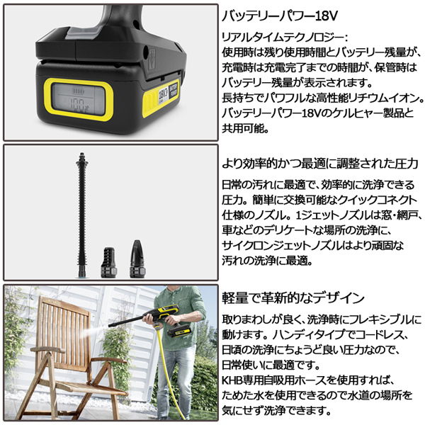 高圧洗浄機 ケルヒャー 充電式 洗車 掃除 洗浄 コードレス 家庭用