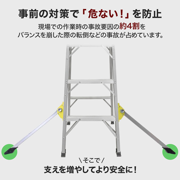 脚立 転倒防止 安定 脚立用アウトリガー 4本セット アウトリガー 折りたたみ はしご 梯子 補助金具 足場台 取り付け 金具 部品 アルミ製