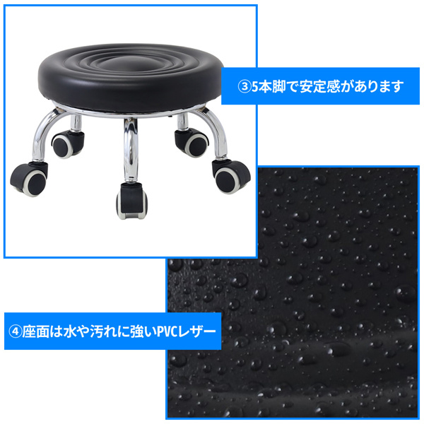 作業椅子 低床 低い キャスター付 低作業用チェア 高さ 22cm 低