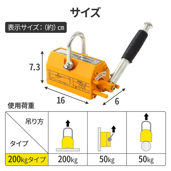 リフティングマグネット 200kg リフマグ 永久磁石 リフティング