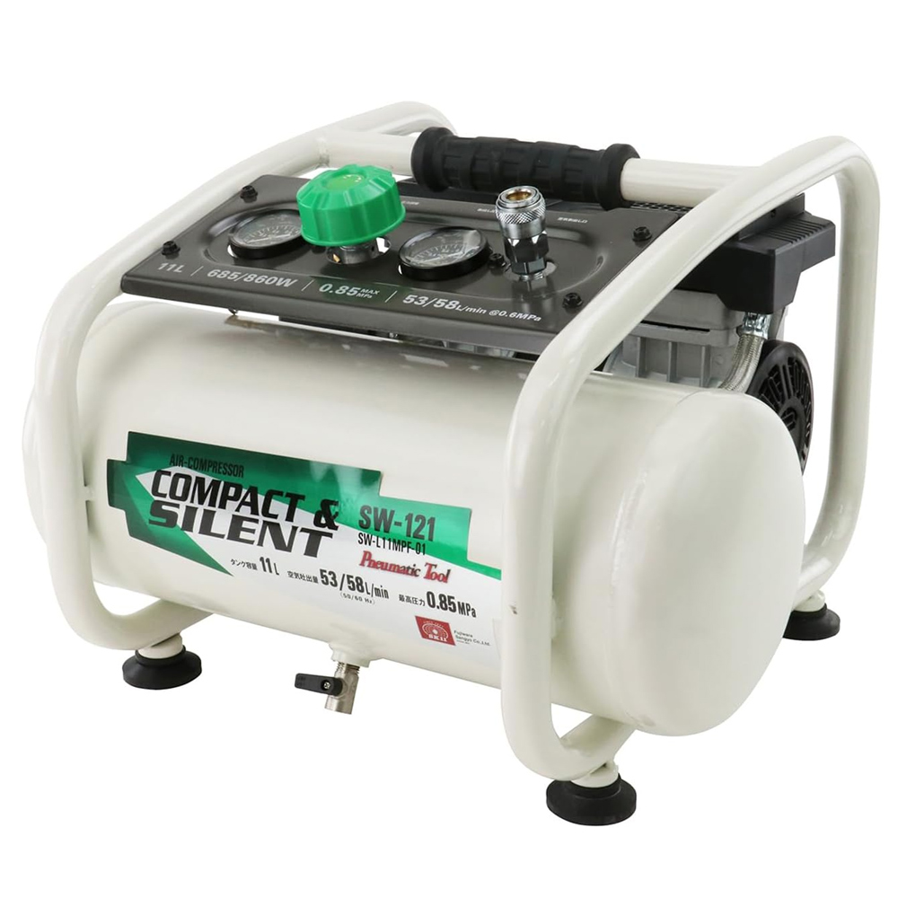 エアーコンプレッサ オイルレス SW-121 SW-L11MPF-01 コンパクト