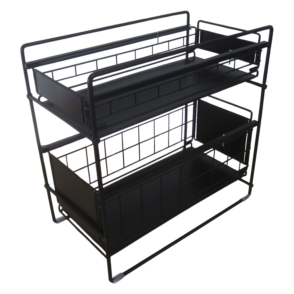 シンク下 スライド式収納ラック 2段 [2個セット] 引き出し式 幅22cm Amazon.co.jp: SPACEKEEPER シンク下 スライド式収納ラック 2段 [2個