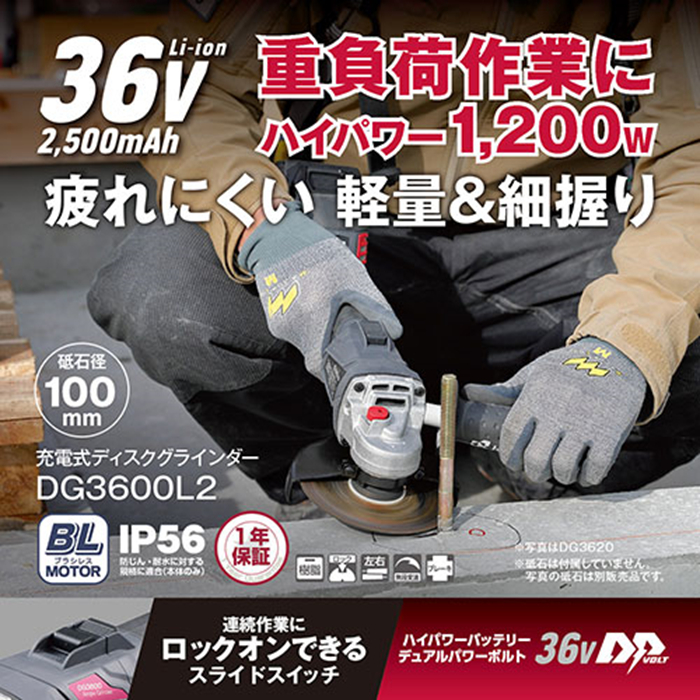 KYOCERA（京セラ） 充電式ディスクグラインダー DG3600L2 : マスダ 