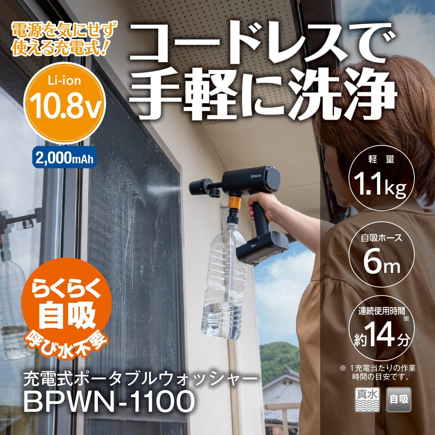 高圧洗浄機 コードレス 充電式 家庭用 充電式ポータブルウォッシャー