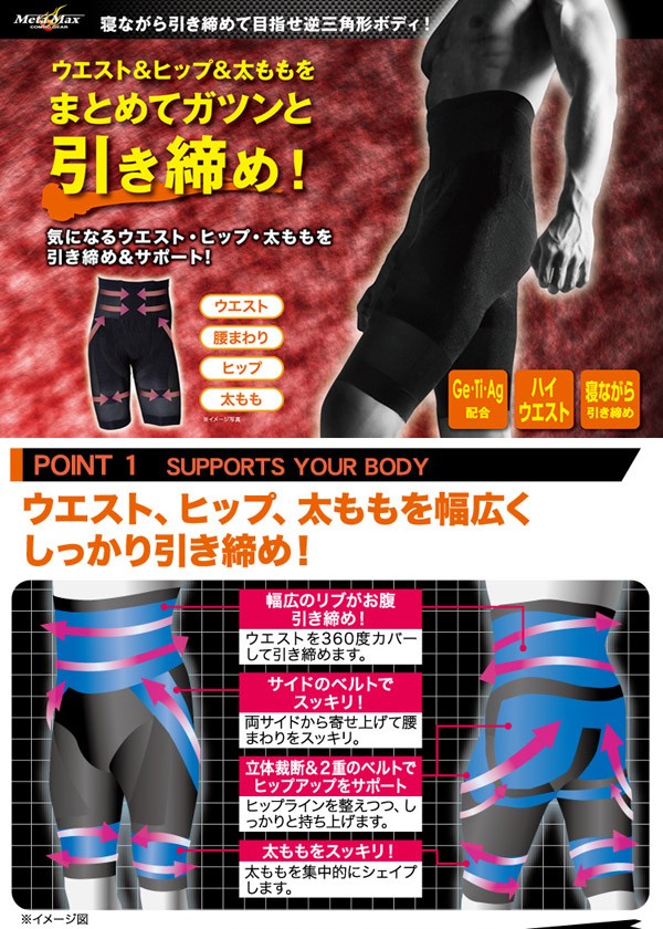 加圧 インナー メタマッスル ウエストスパッツ M L ゲルマニウム