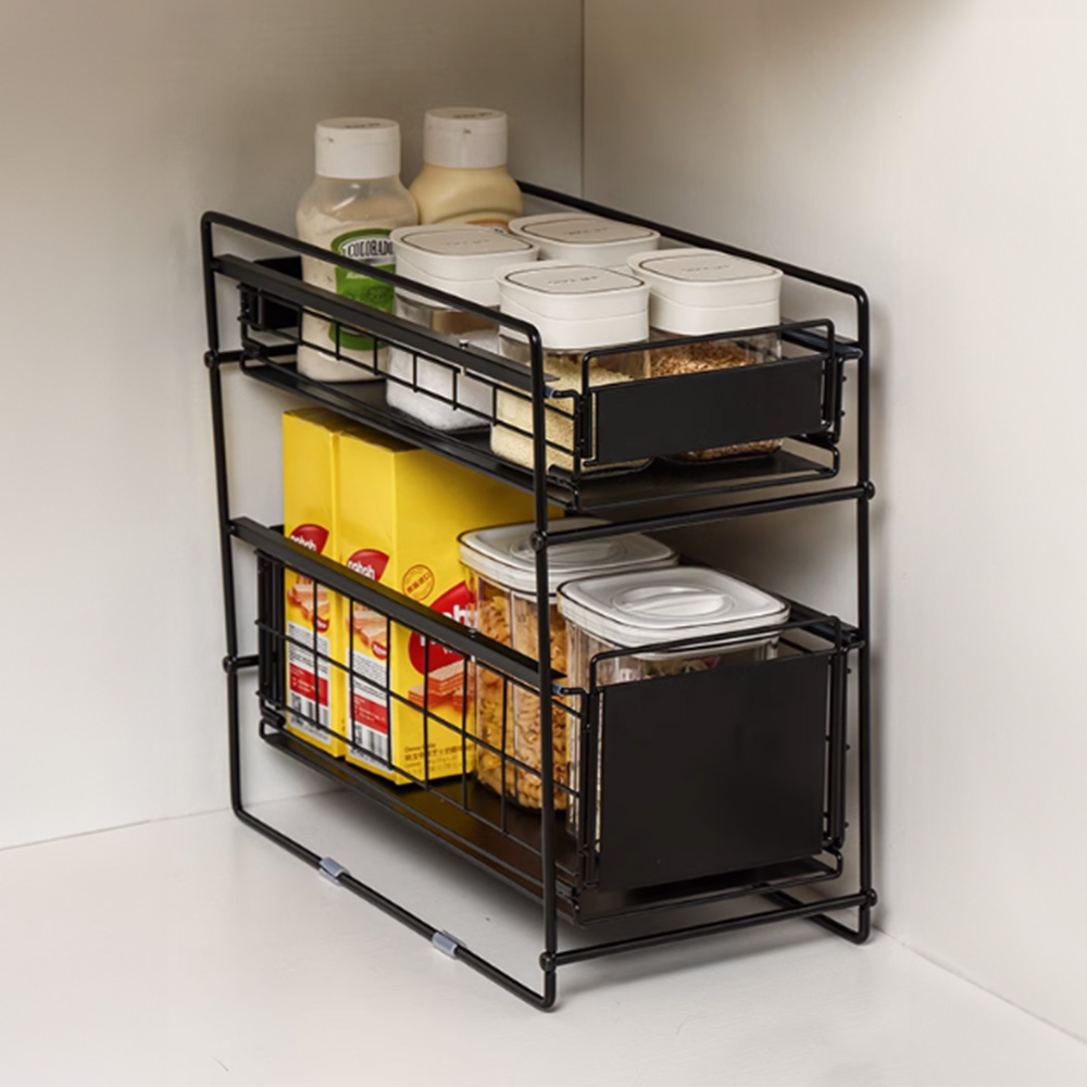 シンク下収納 ラック スライド 棚 2段 引き出し 調味料収納ラック 台所