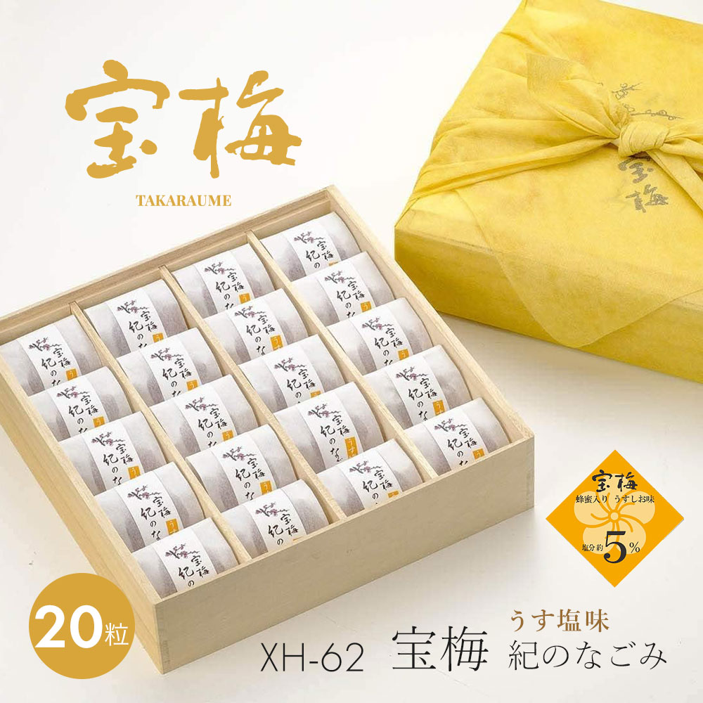 個包装 20粒うす塩味 木箱入り｜宝梅 紀のなごみ XH-62｜梅干し