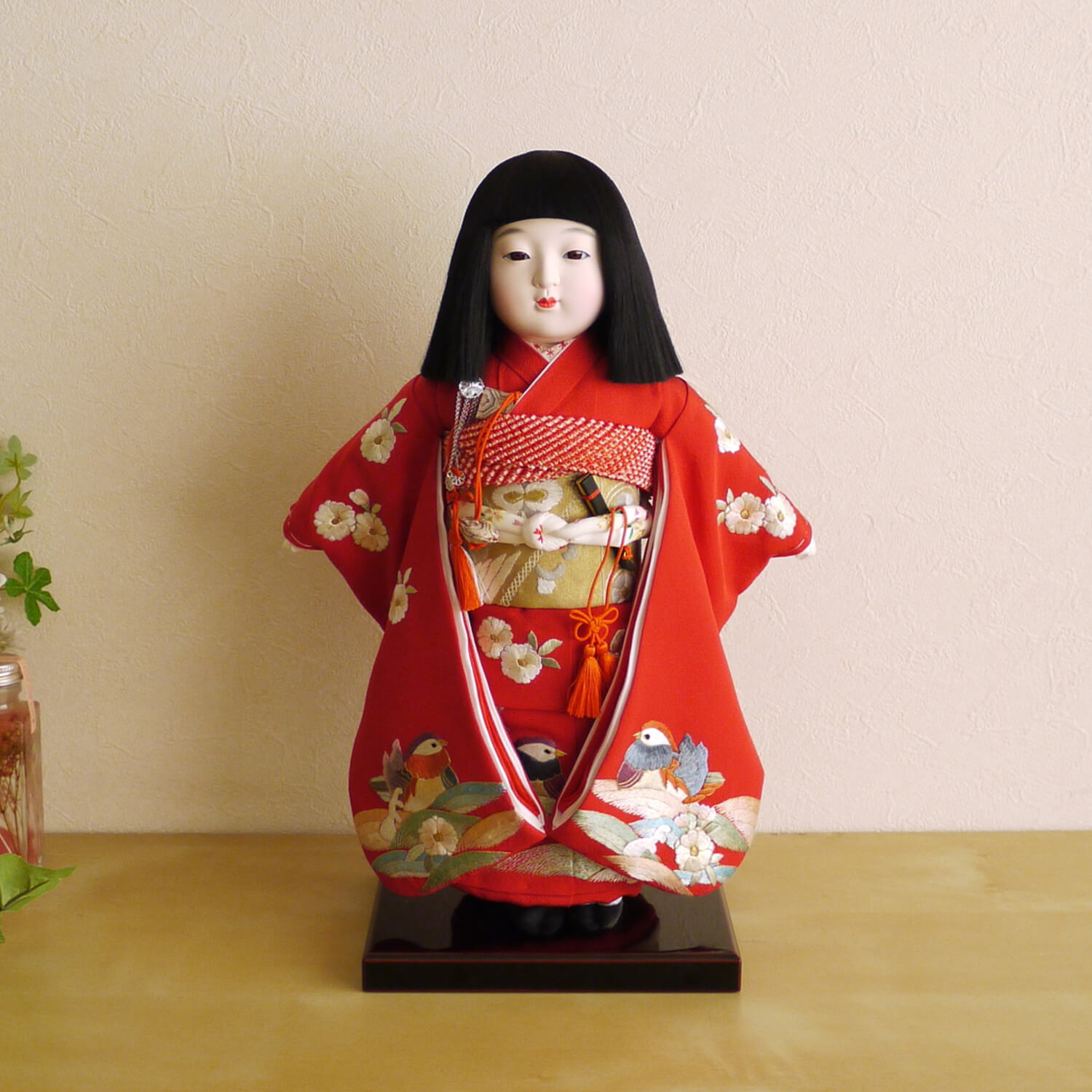 元賀章介作 15号(尺五) 頭師：松乾斎東光 桐塑 本頭 手刺繍 宝