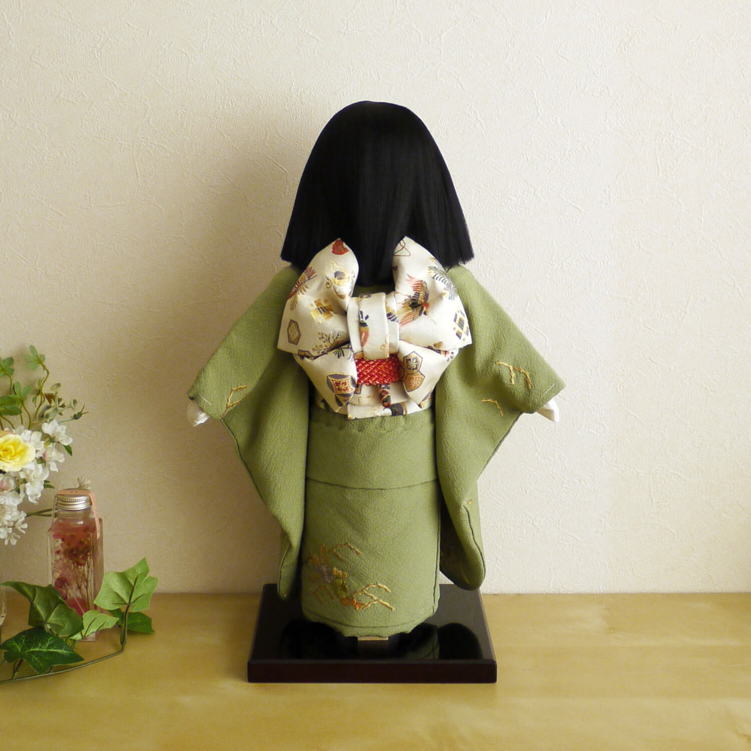 ＊ 市松人形 12号 アンティーク 繻子帯 刺繍 セット 帯揚げ 帯締め ＊ 市松人形 12号 アンティーク 繻子帯 刺繍 セット 帯揚げ 帯締め