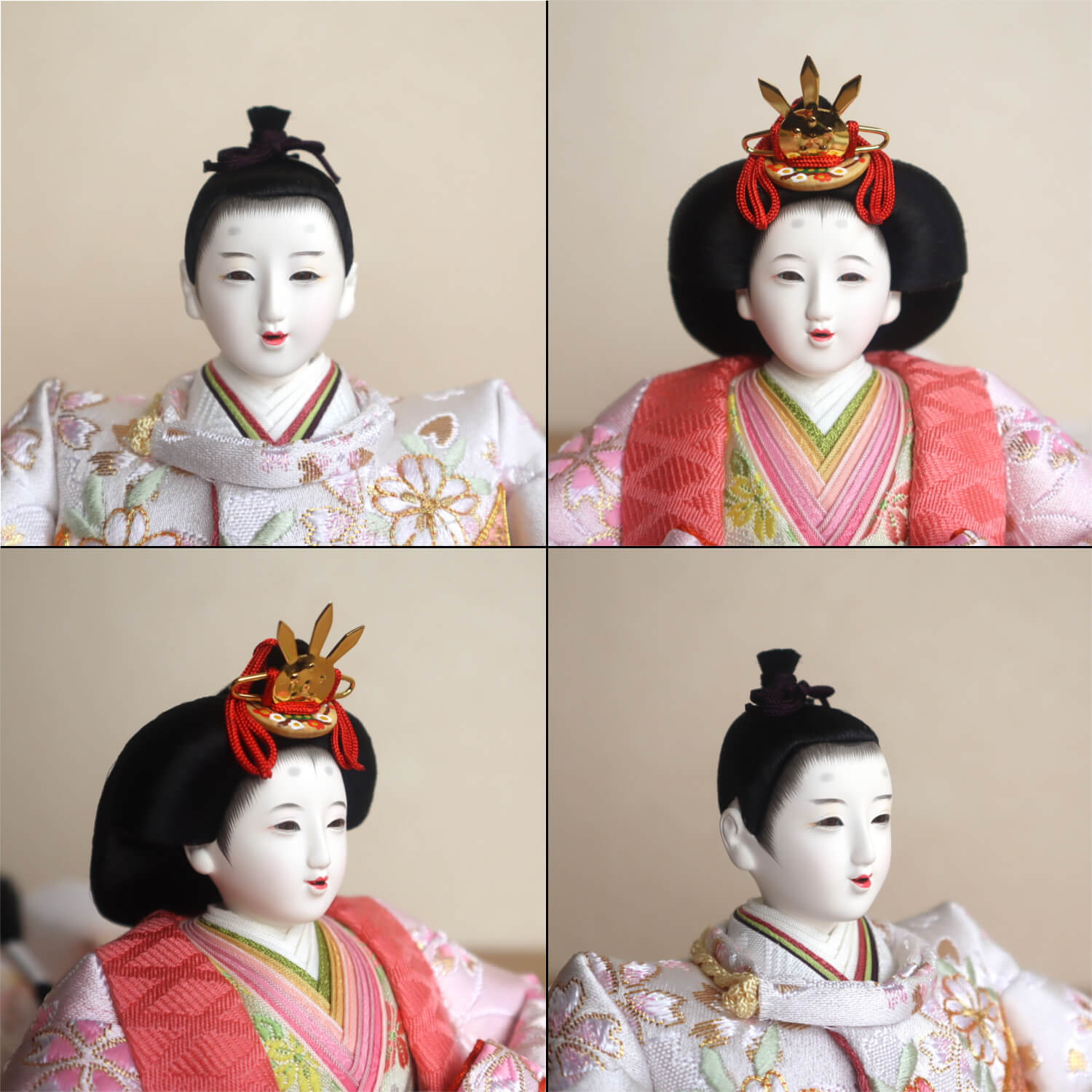 市松人形 元賀章介 10号尺 正絹別染め 霞に紋 赤色 手塗本漆台 女の子