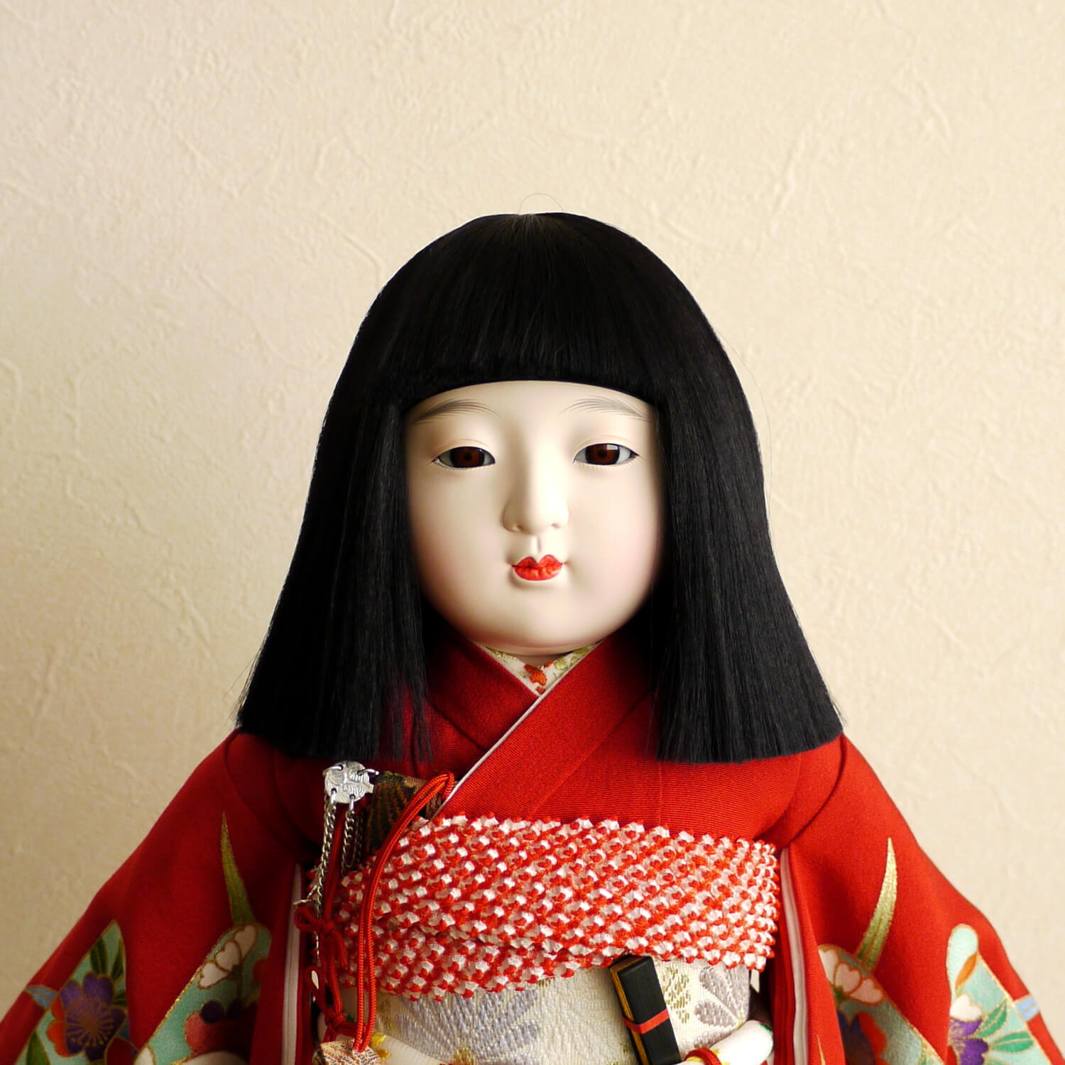 高級 日本人形 京人形 ガラスケース入り 正絹本着物 漆台 その1