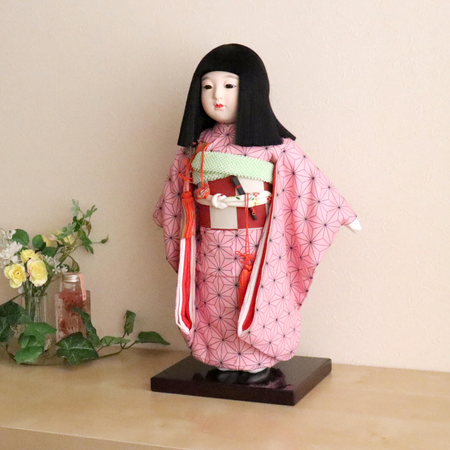 十二単/ドールサイズ/ピンクの麻と市松模様