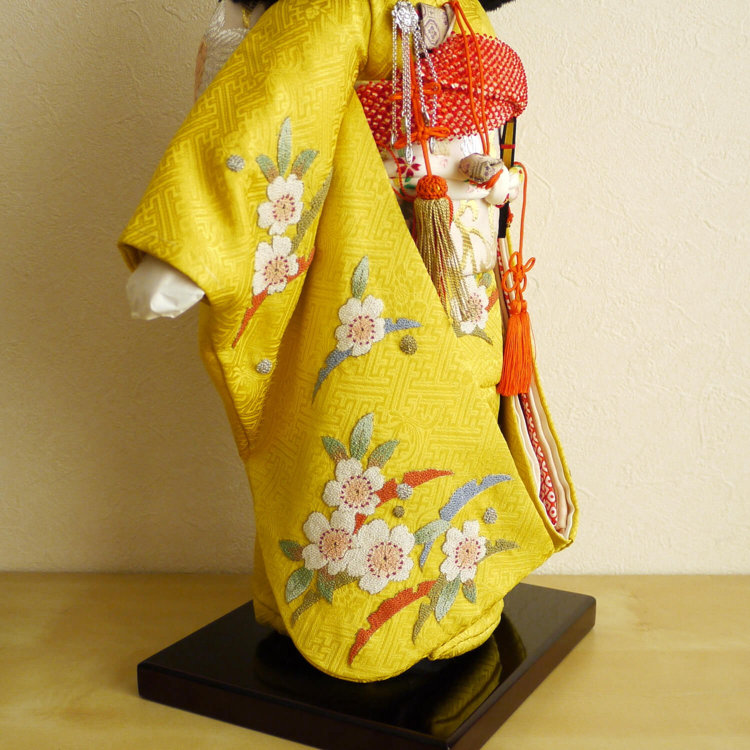 赤 鶴刺繍 市松人形着物12号夏若緑 市松人形13号 駒 正絹 刺繍赤 雪輪 女の子 いちまつ人形