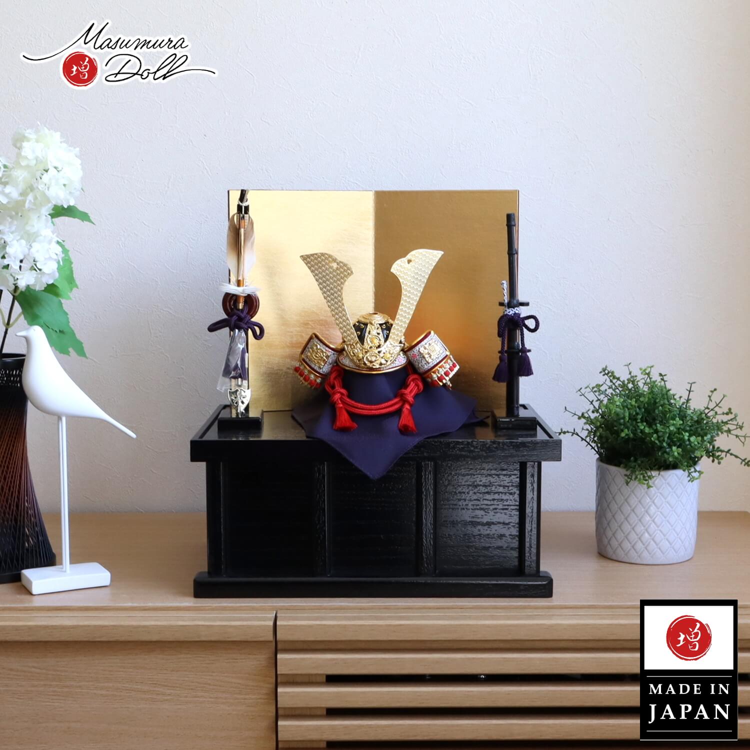 新作 伝統工芸士 誠山作 7号 赤糸縅兜 無双結び 金小札 黒木目塗収納