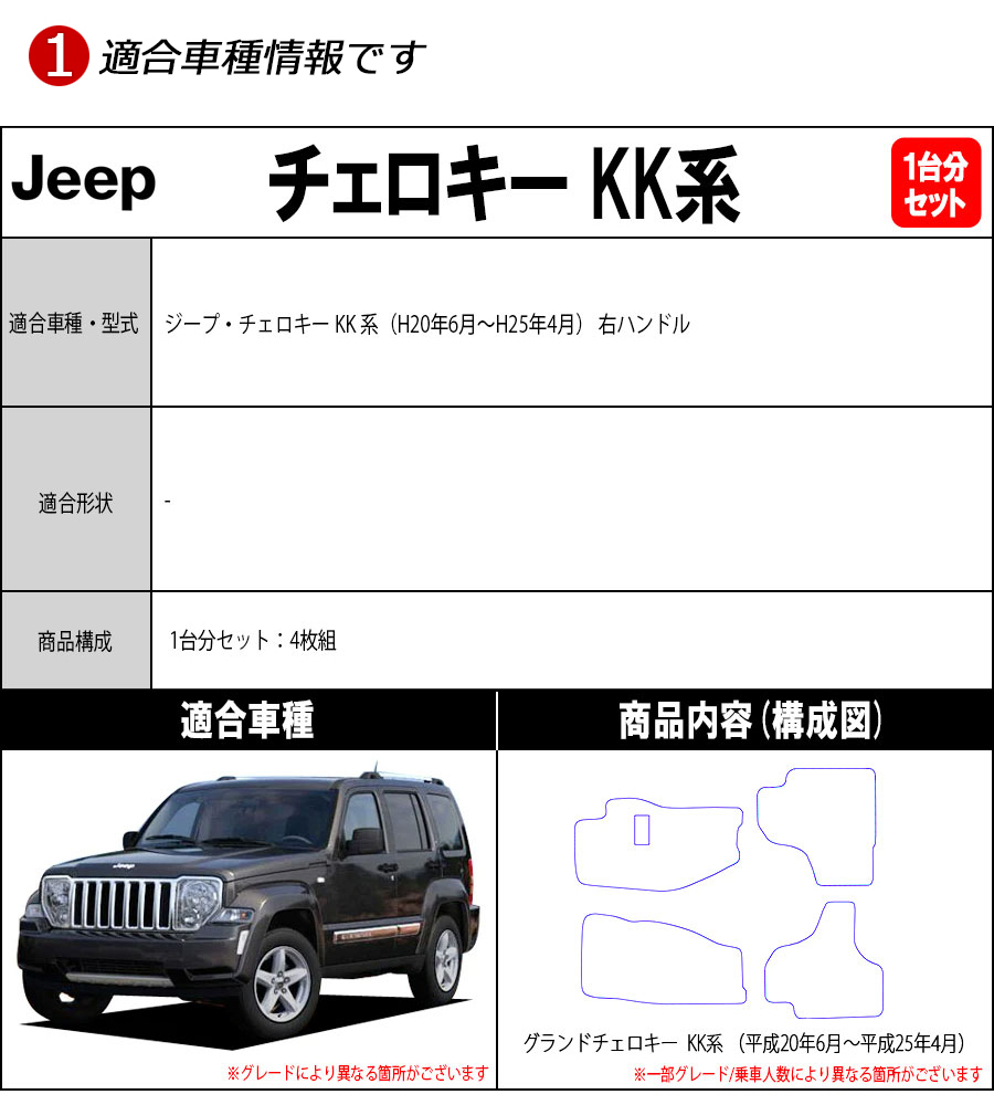 ポイント5倍】ジープ JEEP ジープ・チェロキー KK系 1台分セット フロアマット カーマット【クラシック】 フロアーマット 送料無料 日本製 :  je-kk-e : MAT THE CLASS - 通販 - Yahoo!ショッピング