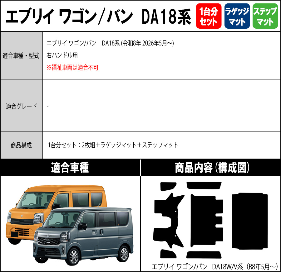 エブリイワゴン 【ポイント5倍】スズキ エブリイバン DA18系 1台分＋