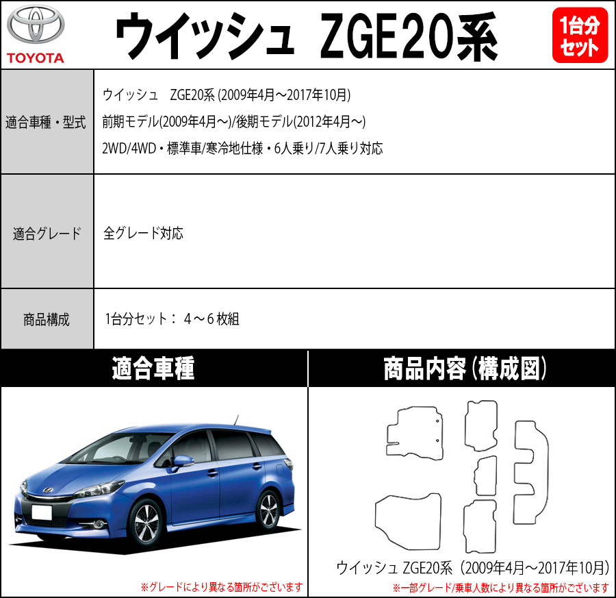 ポイント5倍】トヨタ ウィッシュ ZGE20系 フロアマット カーマット 1台分セット【スポーツ】シリーズ 内装 フロアーマット 送料無料 日本製 :  to-zge20-s : MAT THE CLASS - 通販 - Yahoo!ショッピング