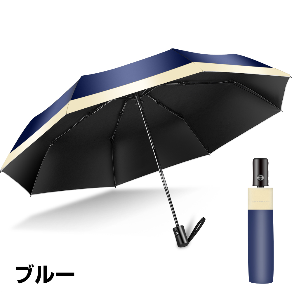 日傘 　ネイビー　自動開閉　折りたたみ傘 梅雨対策 軽量 レディース 遮光