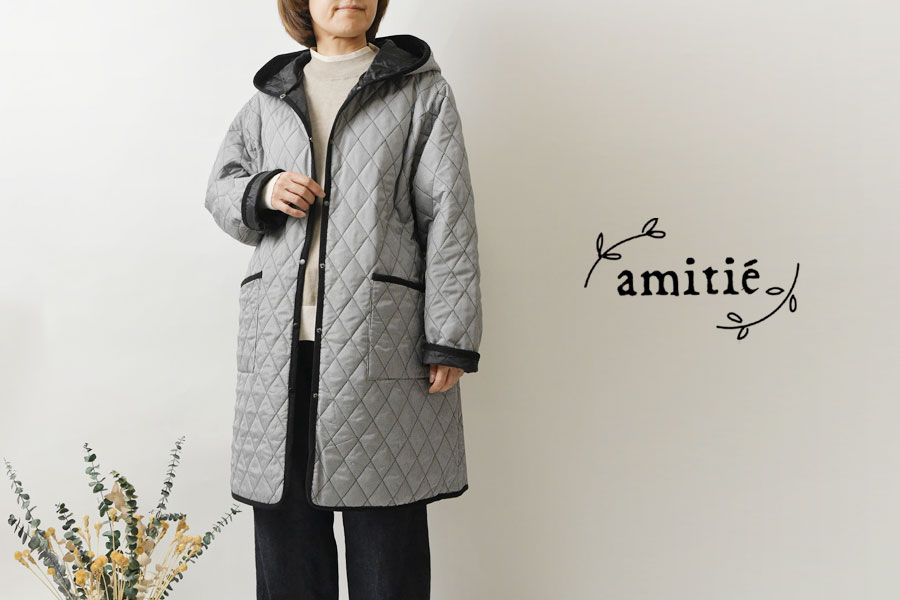 10%OFFクーポン コート レディース amitie アミティエ ダイヤ チェック 