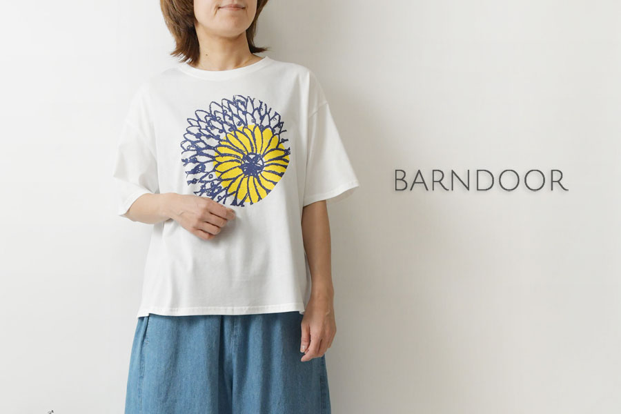 プランテーション リネン混 ボタニカル柄 ゆったりTシャツ 半袖カットソー aa-1483.jpg