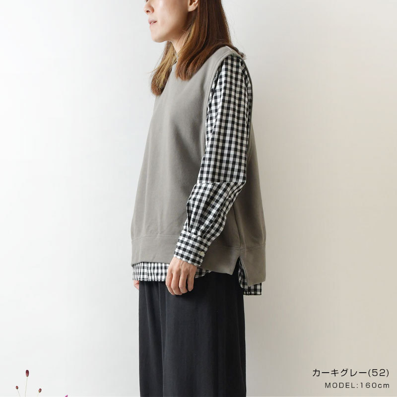 10%OFFクーポン ベスト レディース NARU ナル コットン セントラル 裏毛 ベスト (638025) 秋 冬 30代 40代 50代 服  ナチュラル ファッション